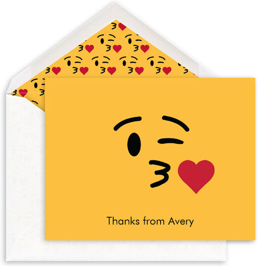 Yellow Kiss Emoji Folded Note Cards